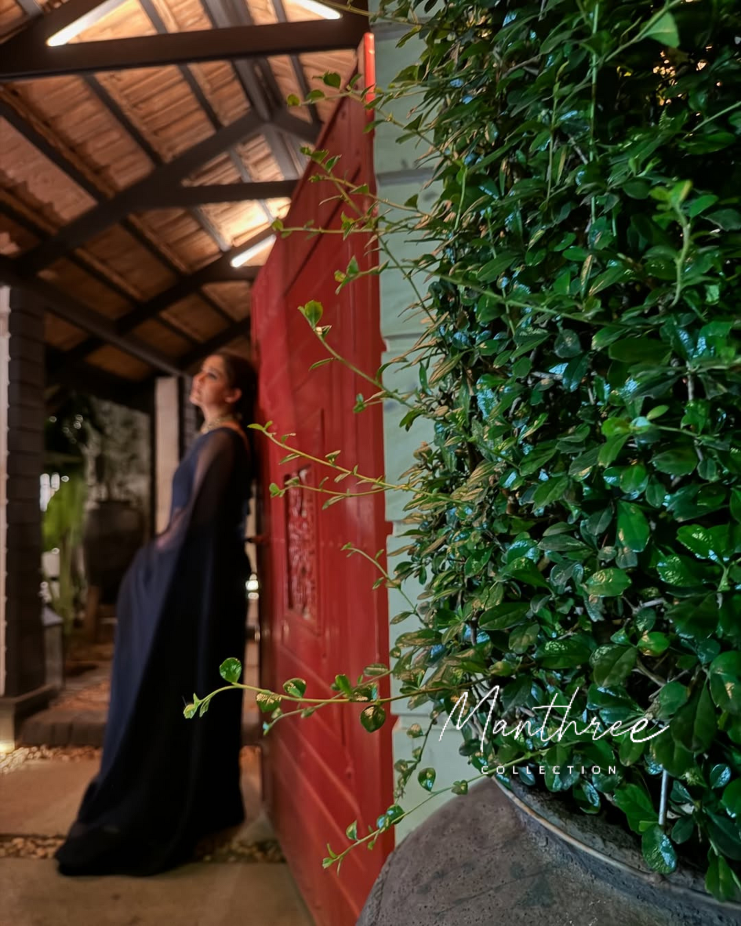 Nayanthara black georgette saree