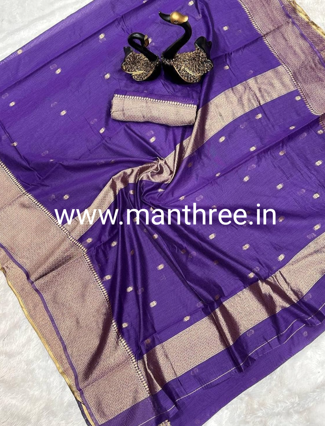 Purple kanjeevaram linen cotton silk saree