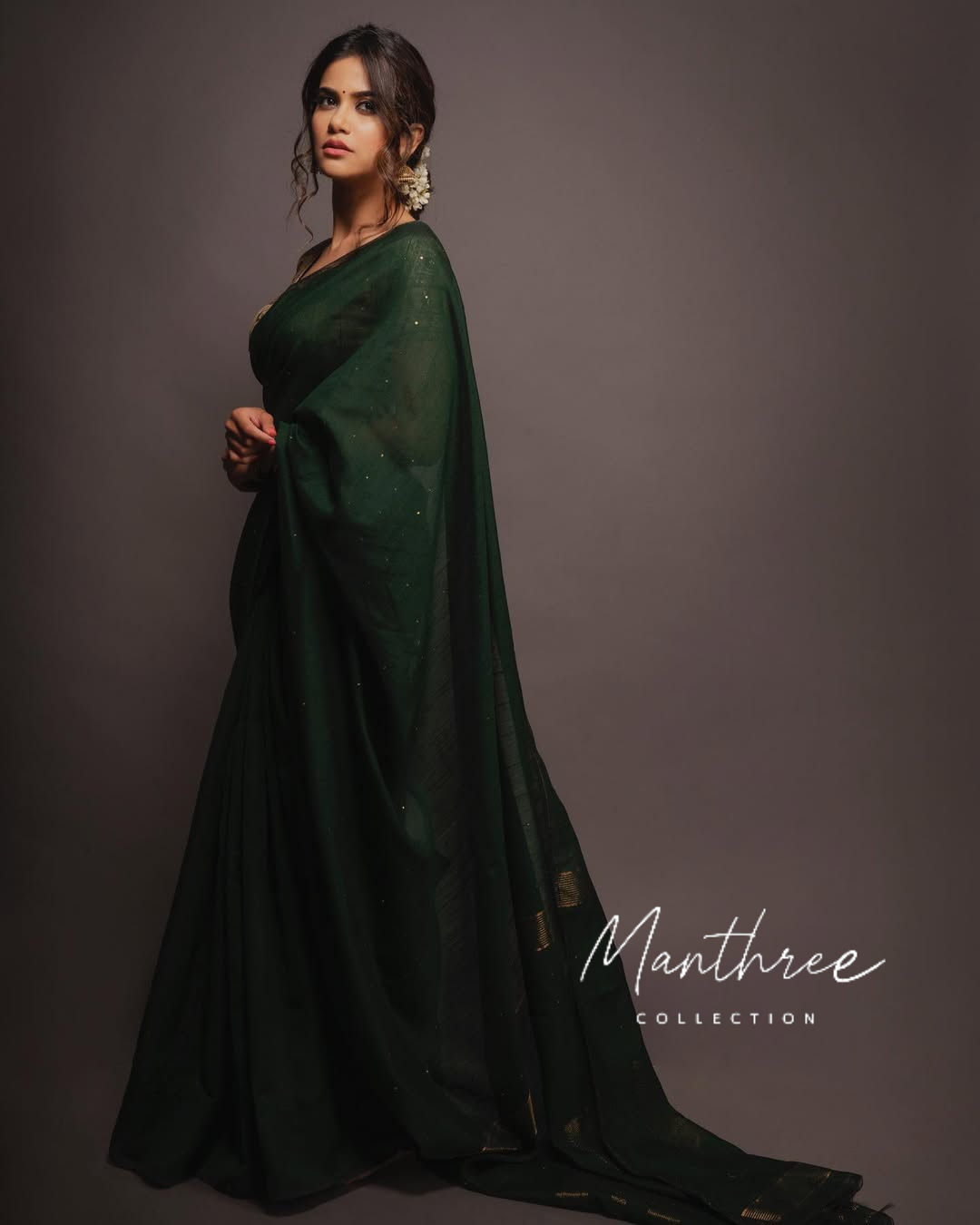 Bollywood cotton silk sequin saree