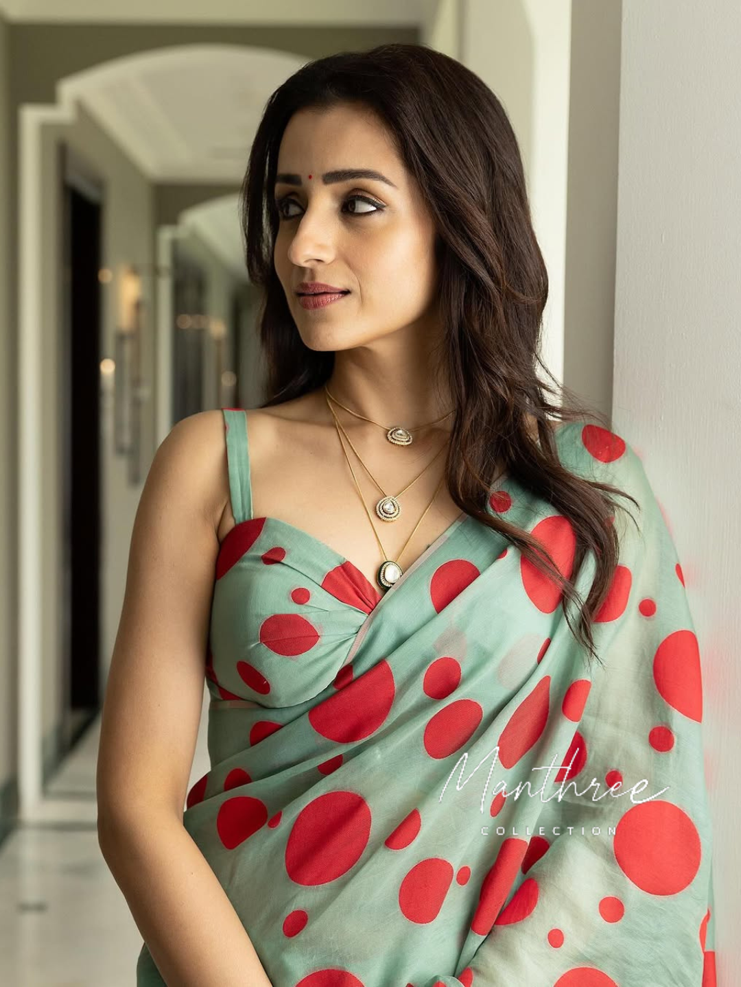 Trisha polka dotted saree
