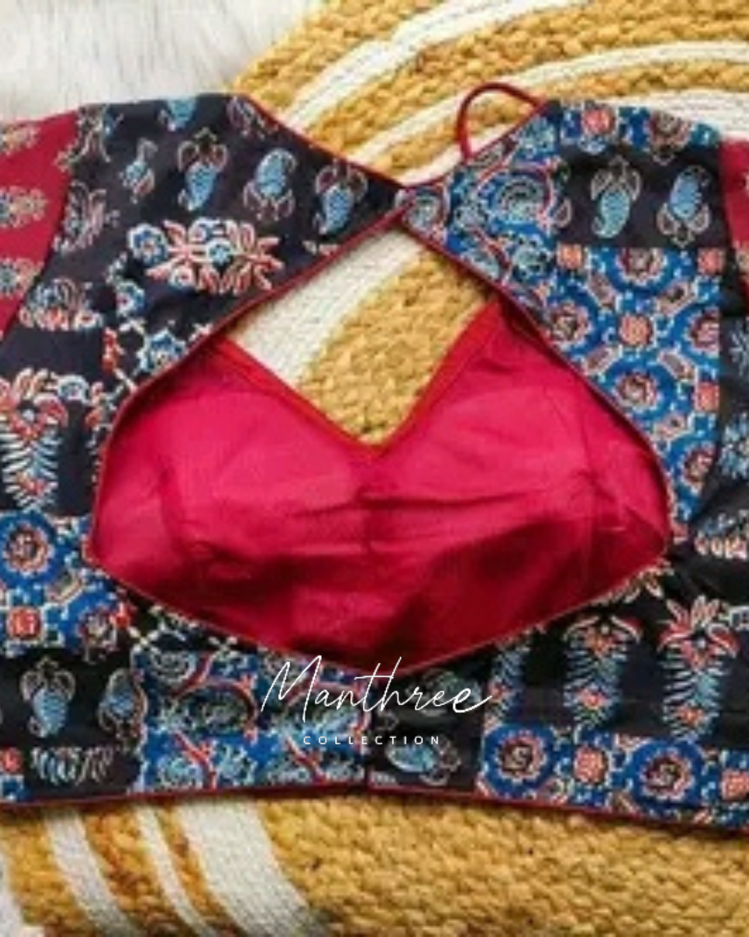 Ajrakh maroon blouse