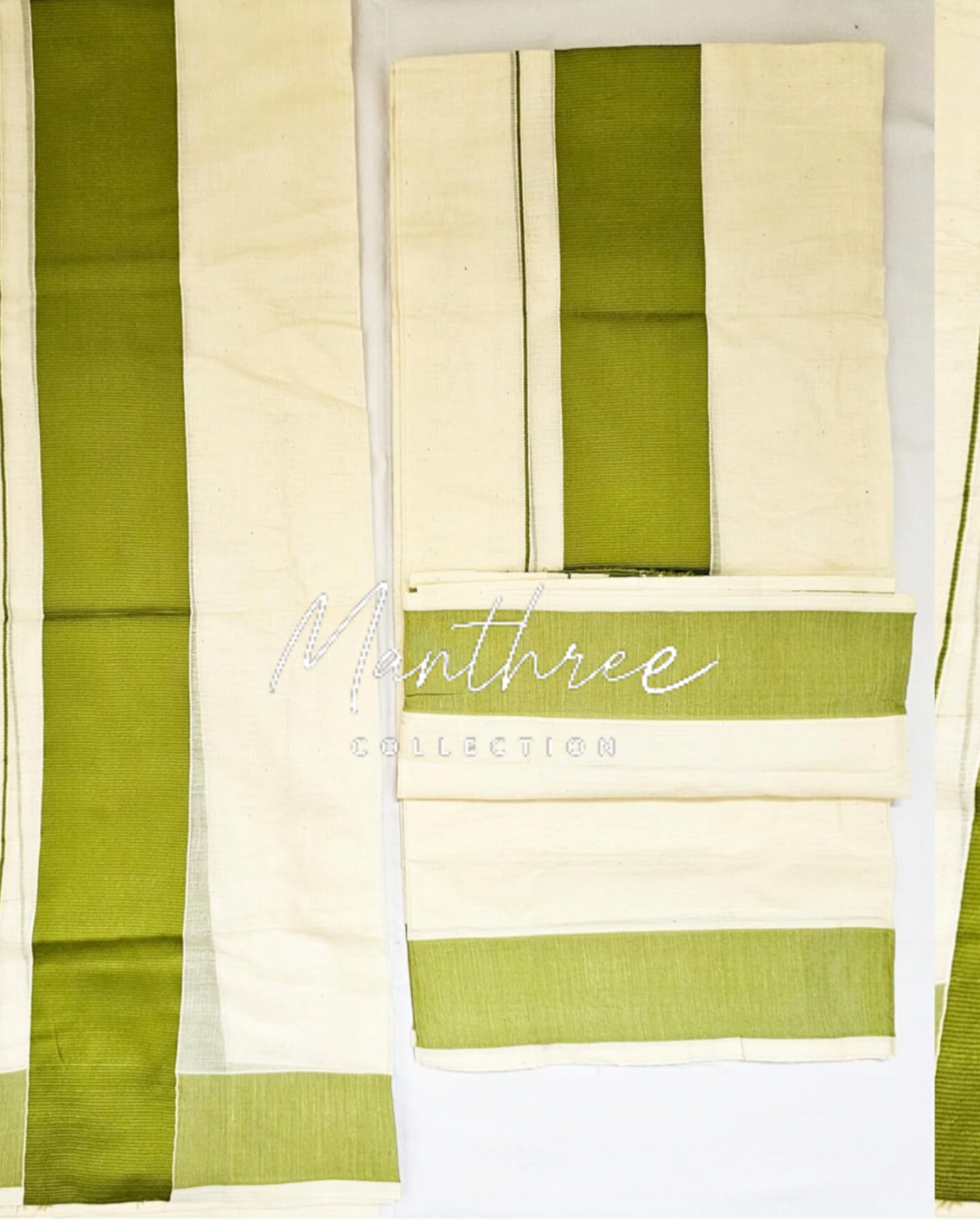 Madonna sabastian olive kasavu saree
