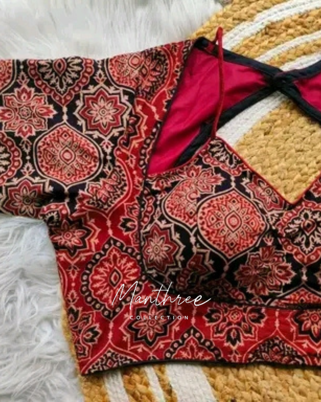 Ajrakh maroon blouse