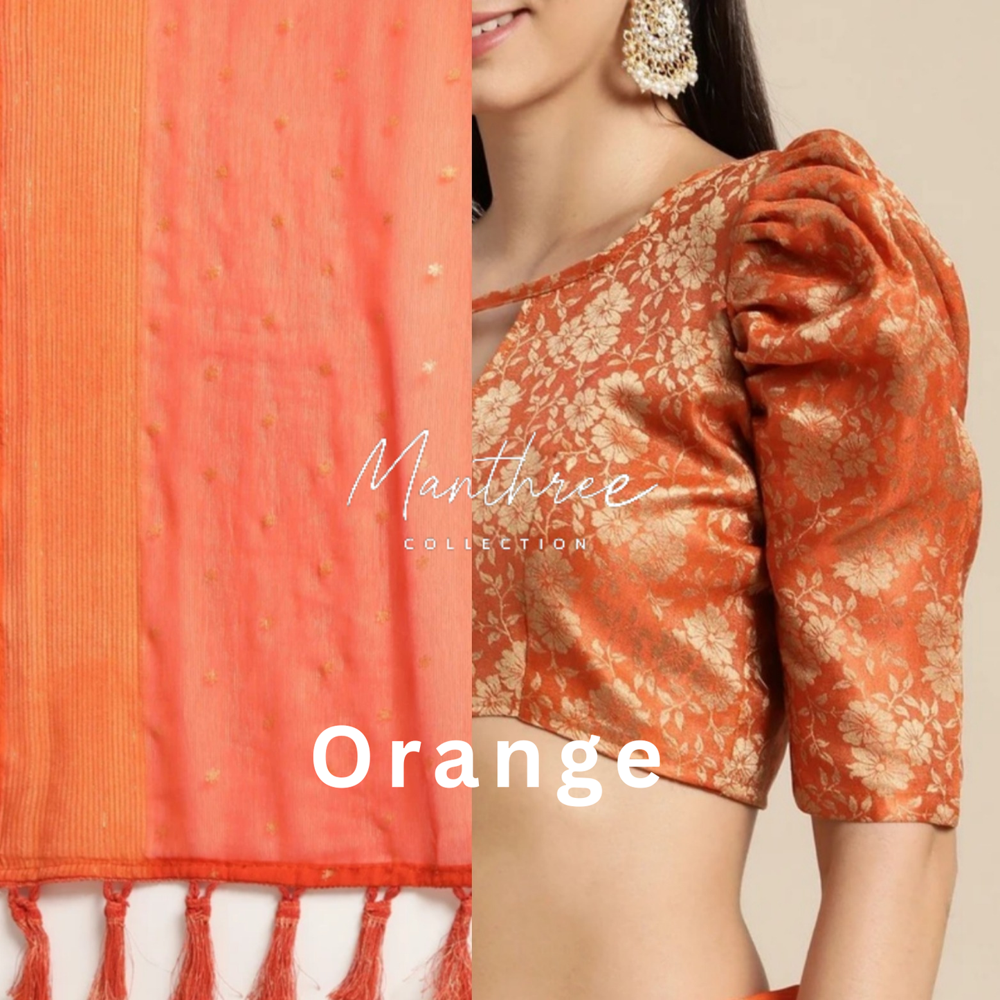 Trending celebrity orange designer saree
