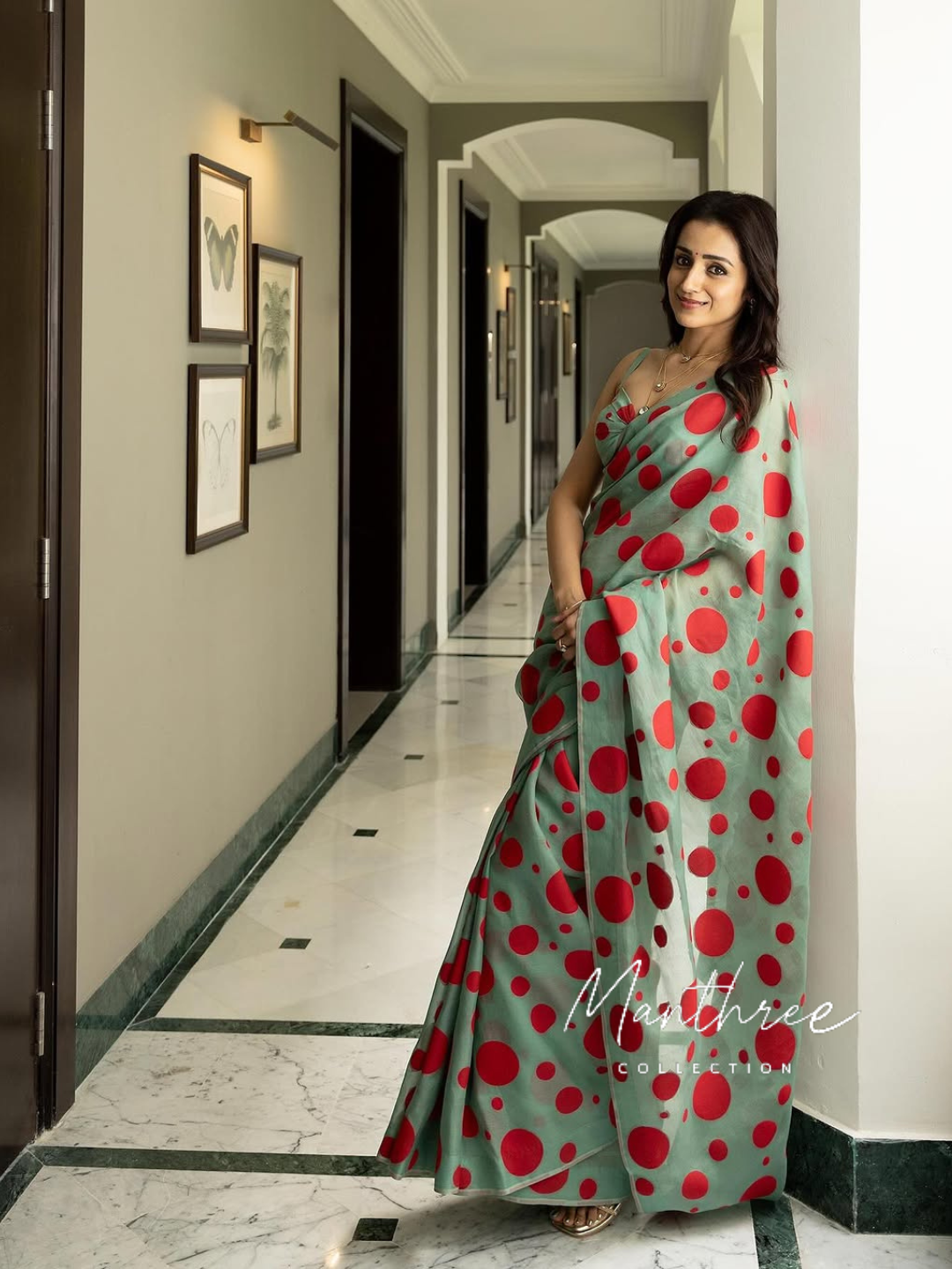 Trisha polka dotted saree