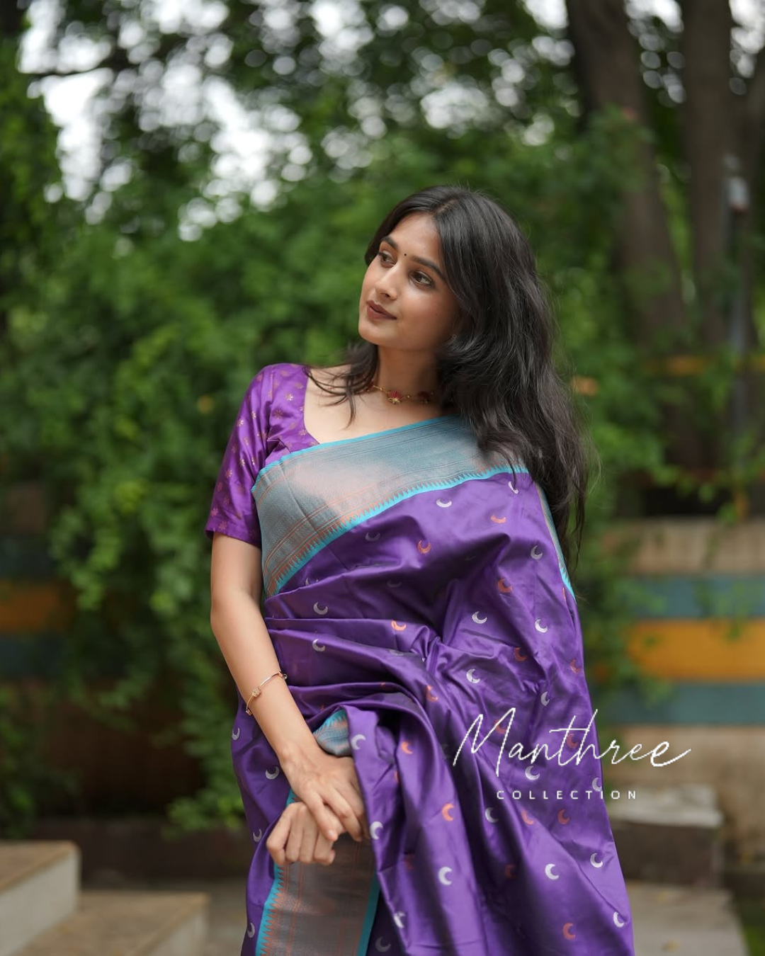 Violet soft kanjeevaram silk saree