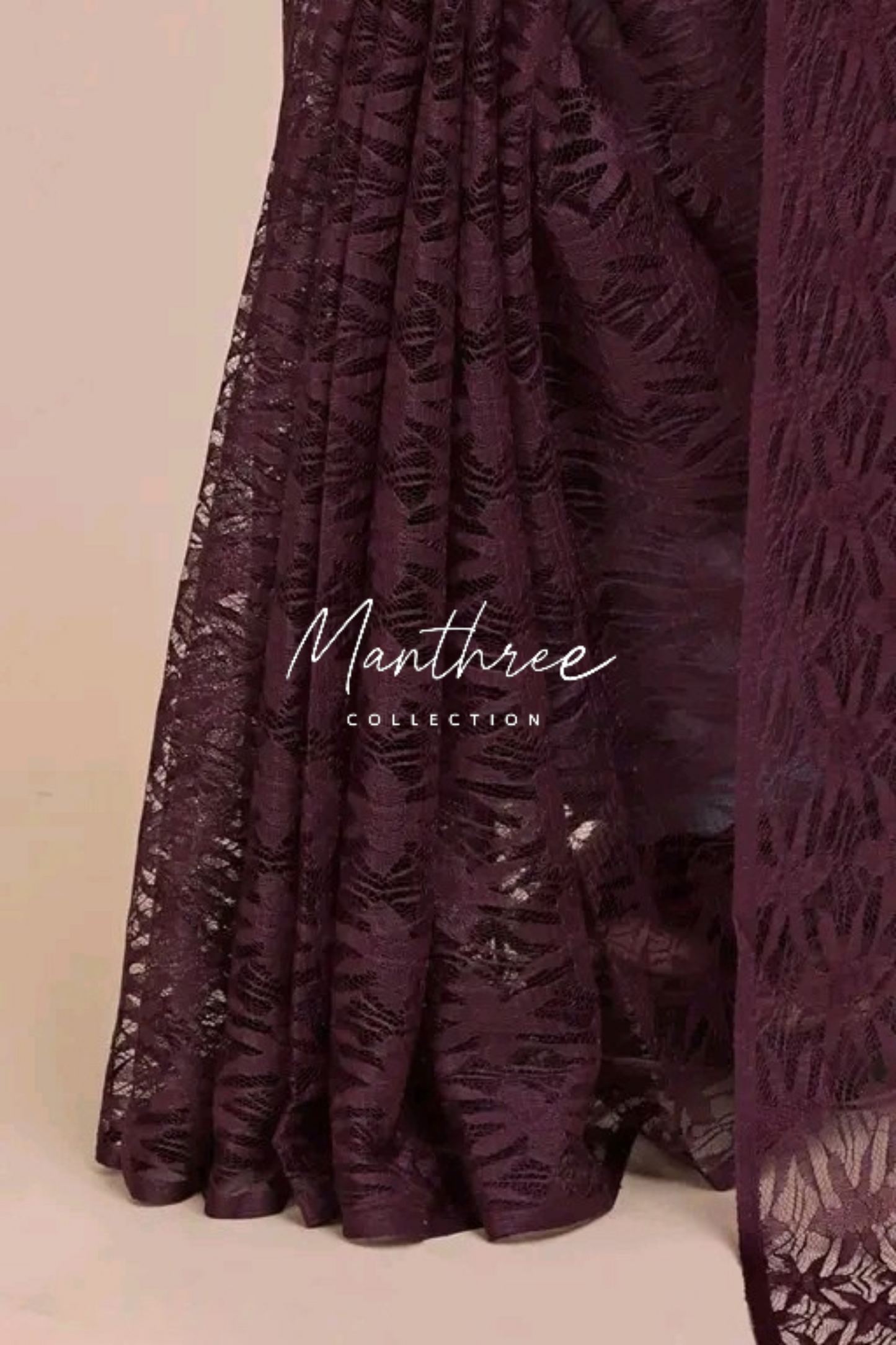 Red floral design netted saree