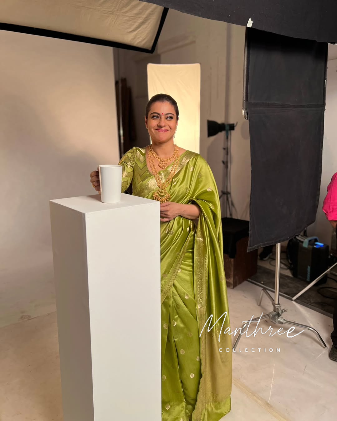 Kajol green banarasi silk saree