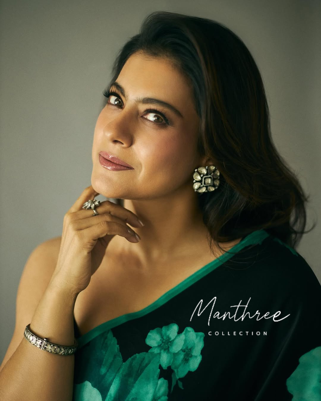 Kajol black georgette saree