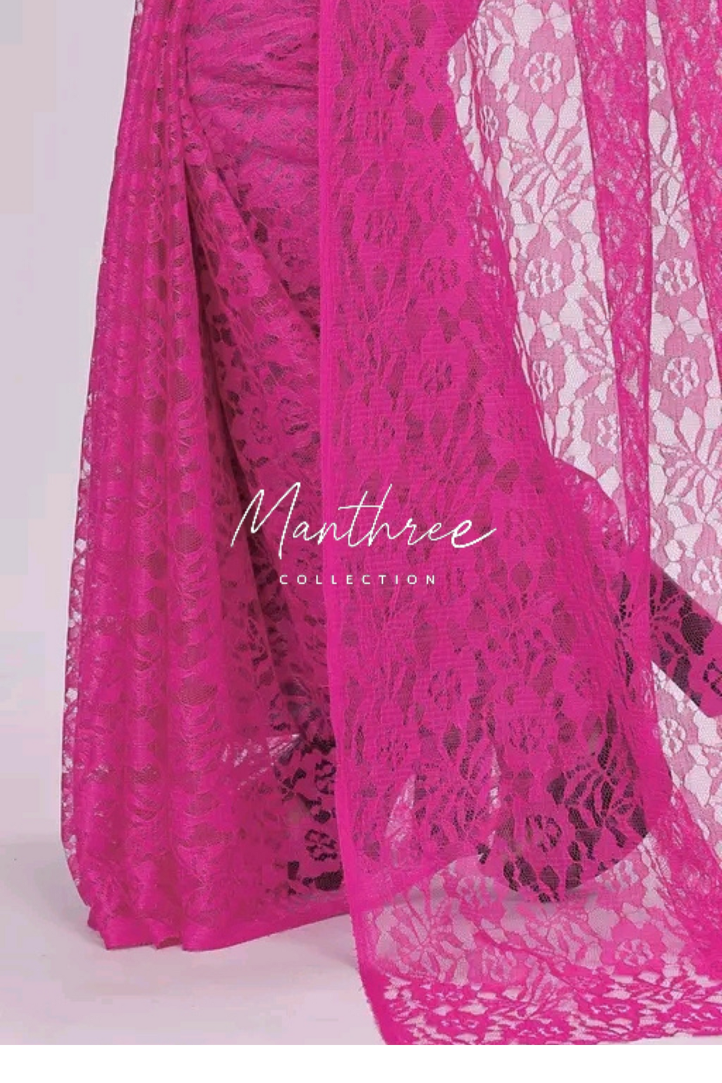 Red floral design netted saree