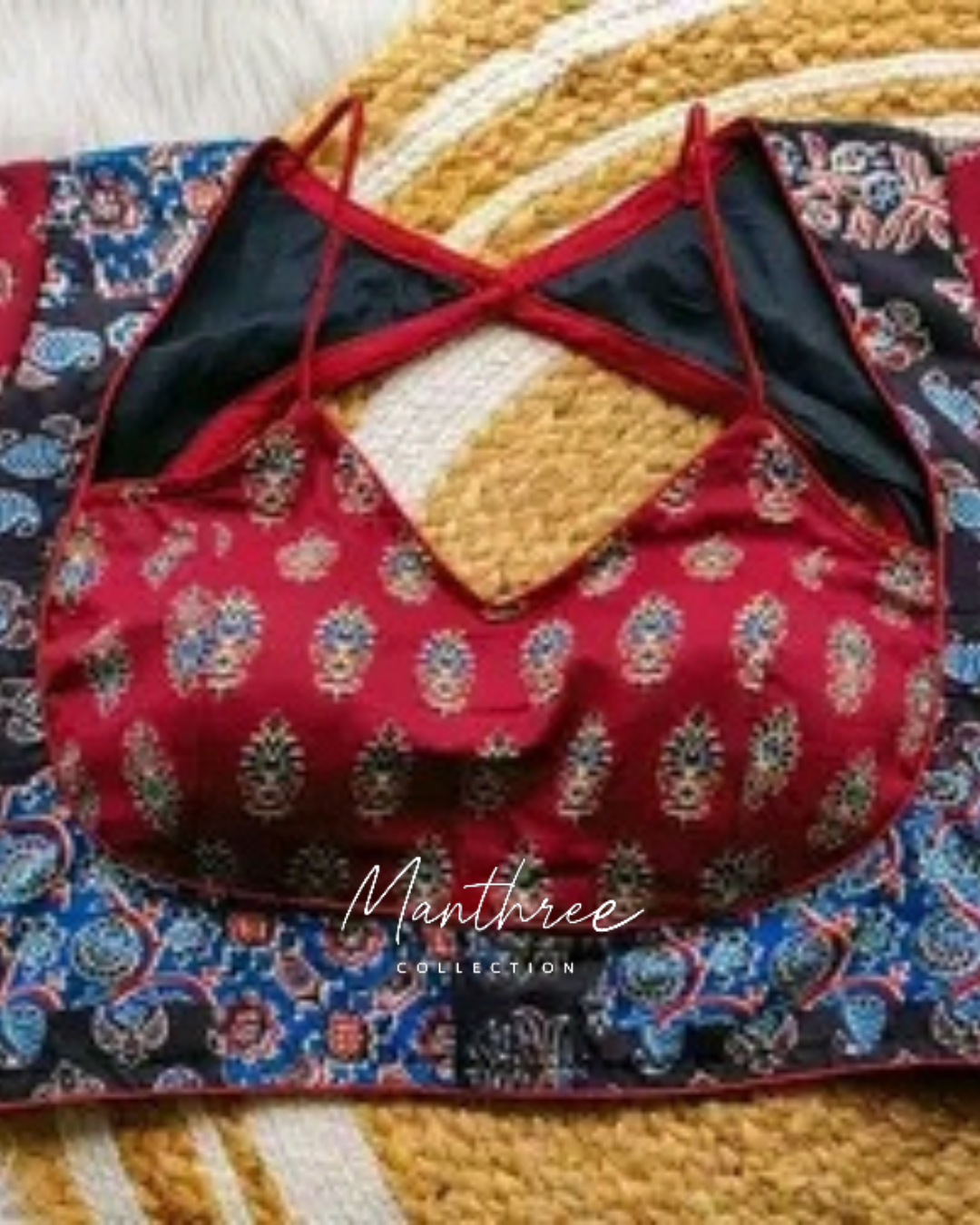 Ajrakh maroon blouse