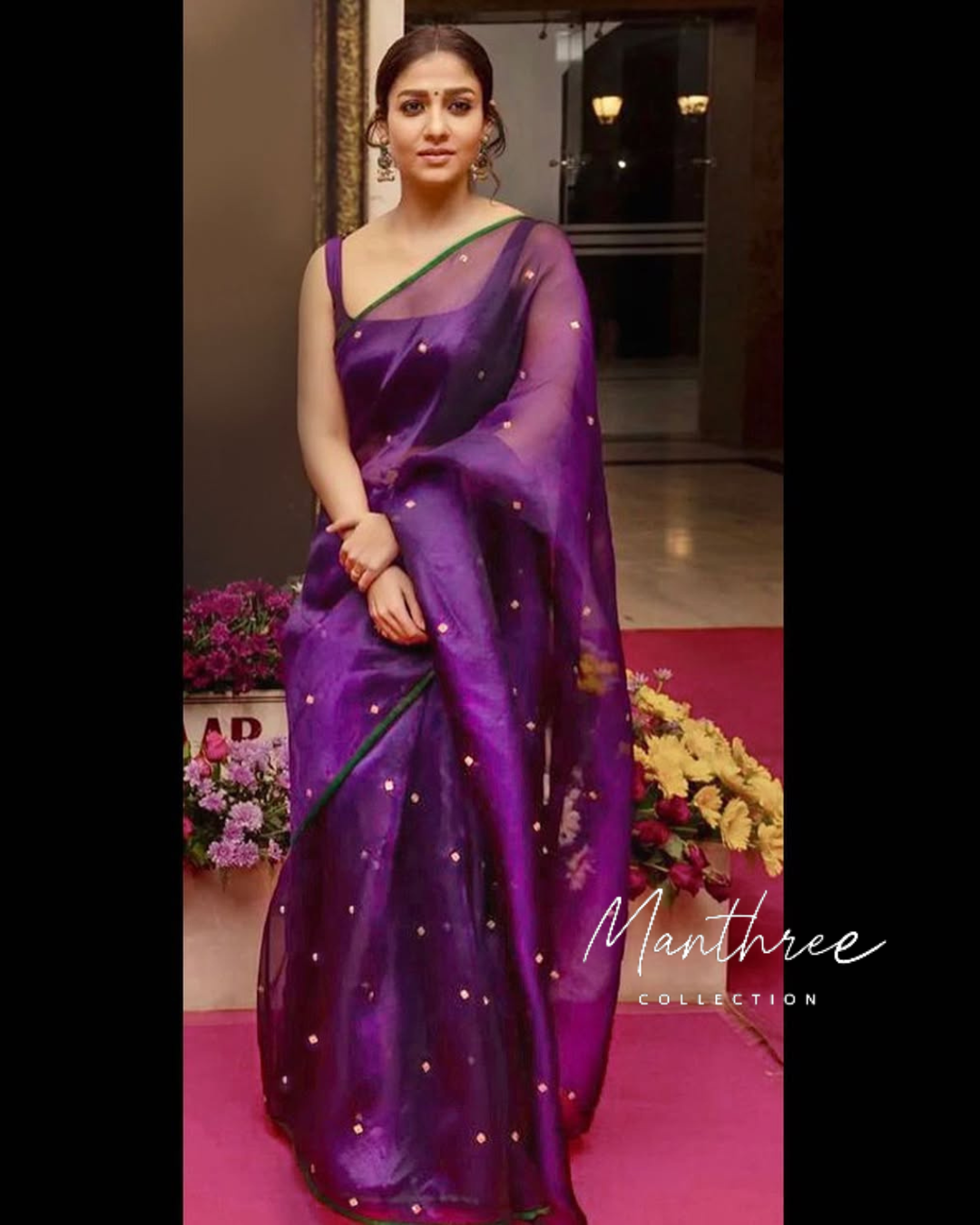 Nayanthara purple saree
