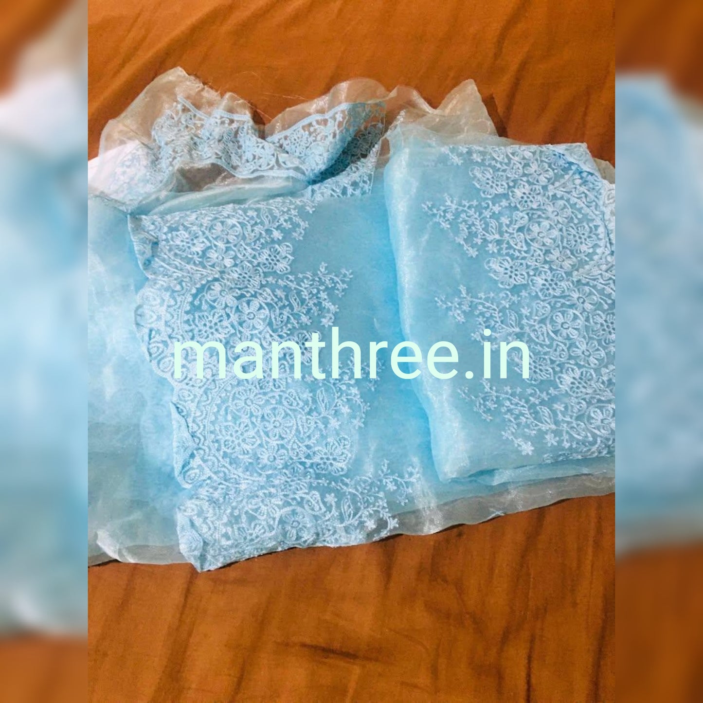 Mrunal thakur sky blue saree