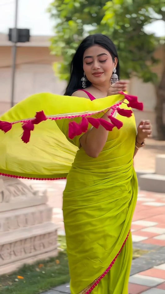 Trending lace work saree