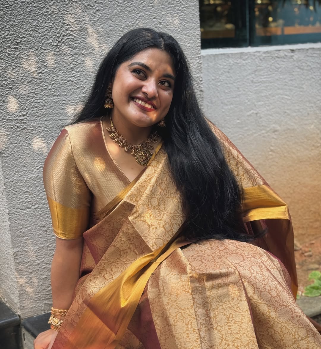 Nivetha Gold Silk Saree Manthree nivetha-gold-silk-saree-manthree