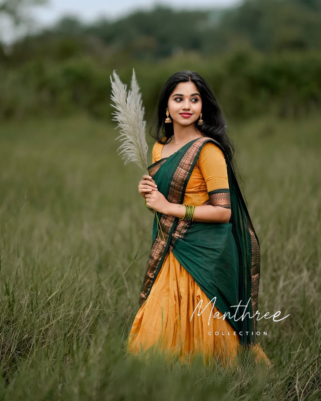 Green & Yellow Half saree