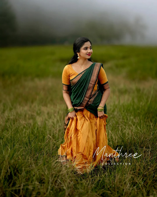 Green & Yellow Half saree