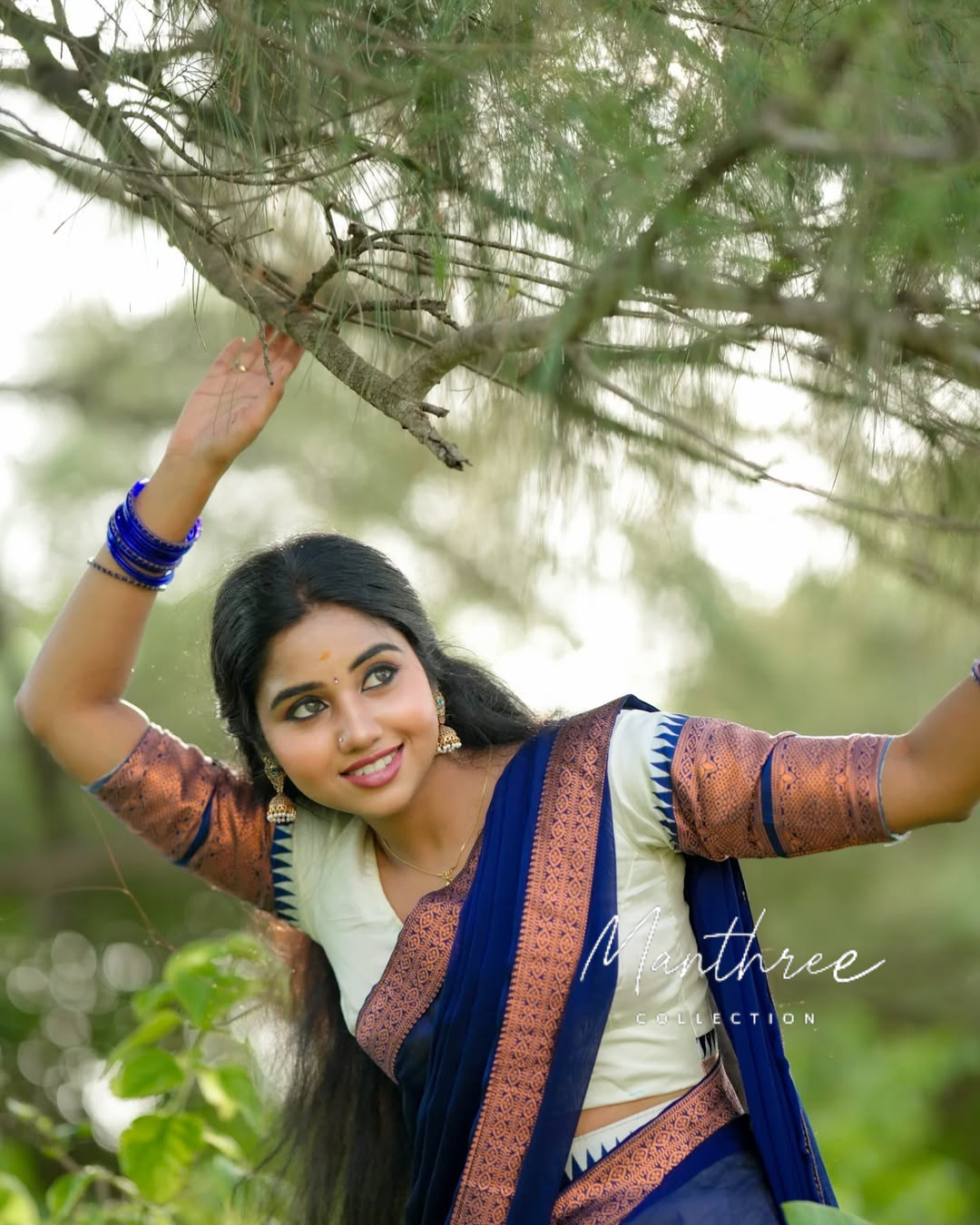Blue & white Half saree