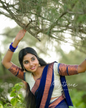 Blue & white Half saree