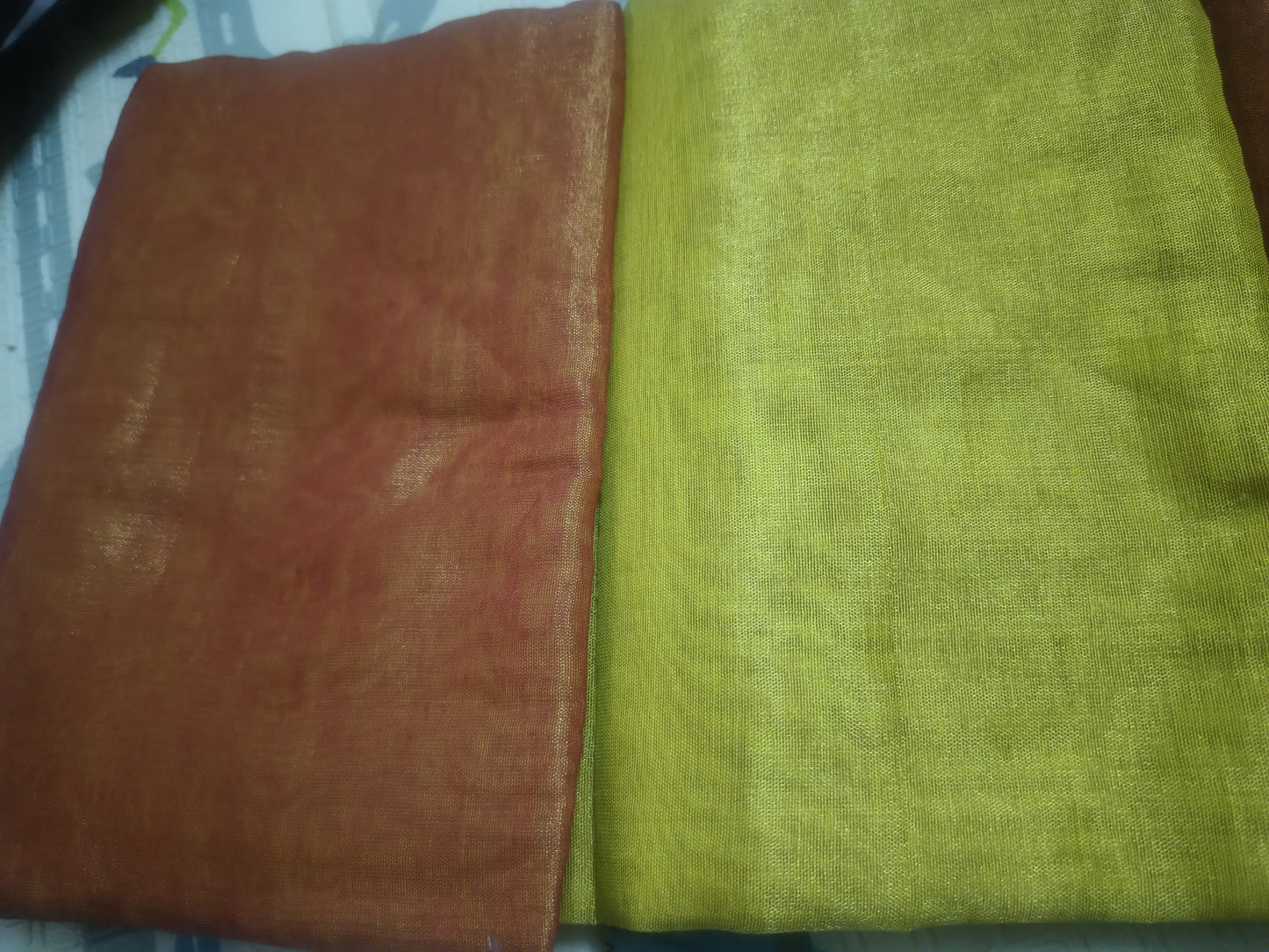 Yellow pink tissue silk saree