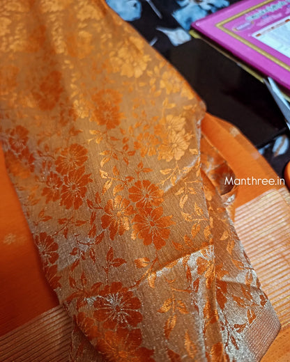 Trending celebrity orange designer saree