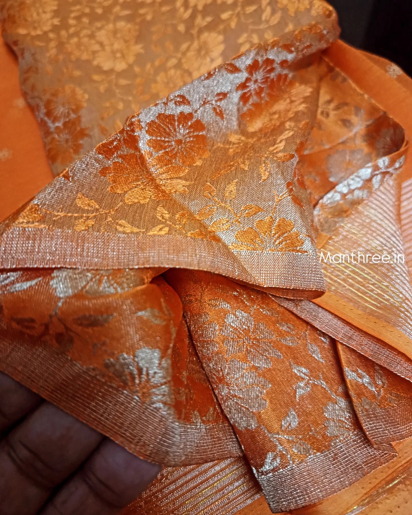 Trending celebrity orange designer saree