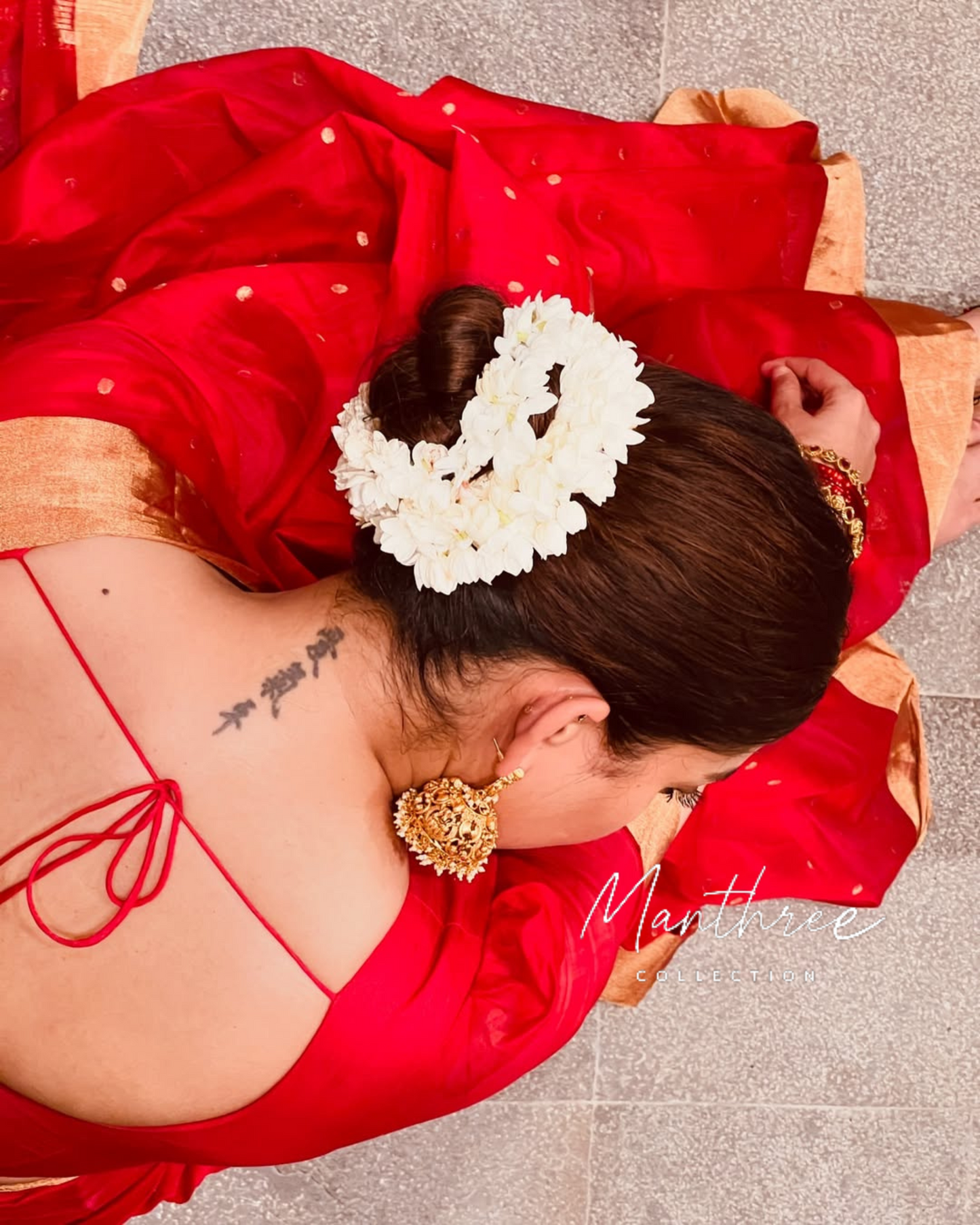 Nayanthara red kanjeevaram soft silk saree