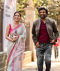 Nayanthra white pink design cotton saree