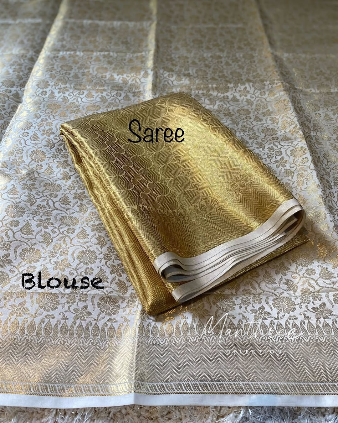 keerthy suresh gold tissue silk saree