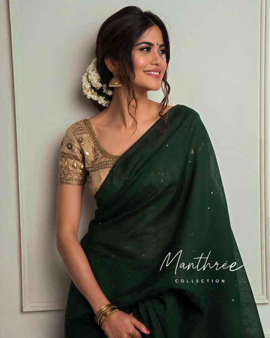 Bollywood cotton silk sequin saree
