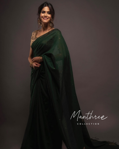 Bollywood cotton silk sequin saree