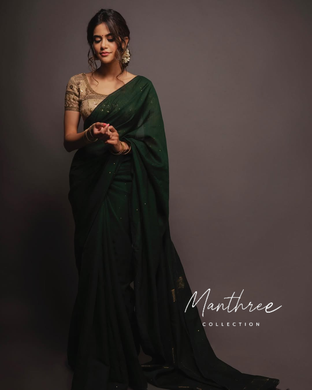 Bollywood cotton silk sequin saree