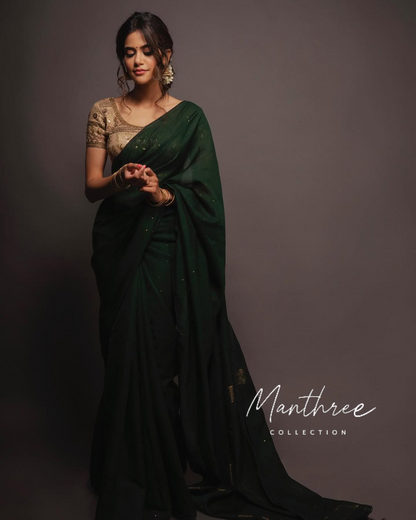 Bollywood cotton silk sequin saree