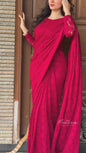 Red floral design netted saree