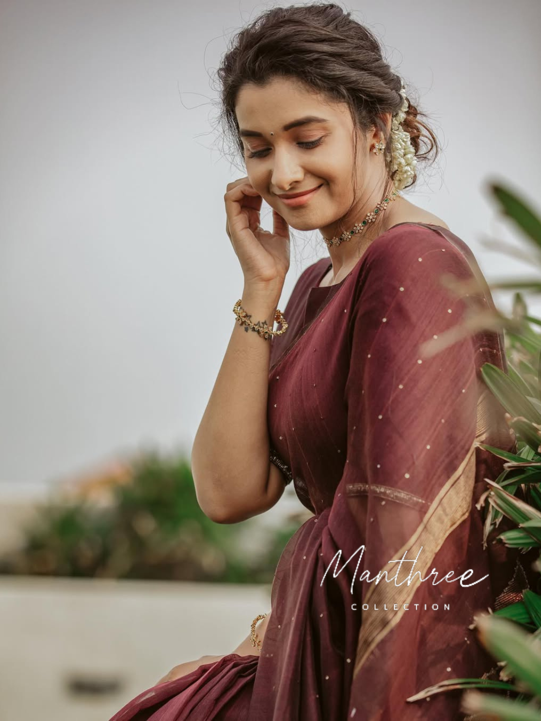 Priya bhavani marron cotton saree