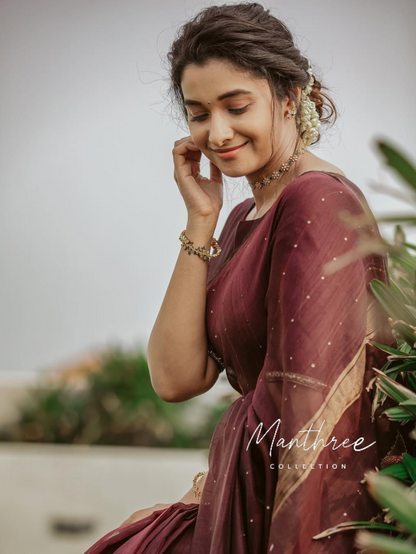 Priya bhavani marron cotton saree