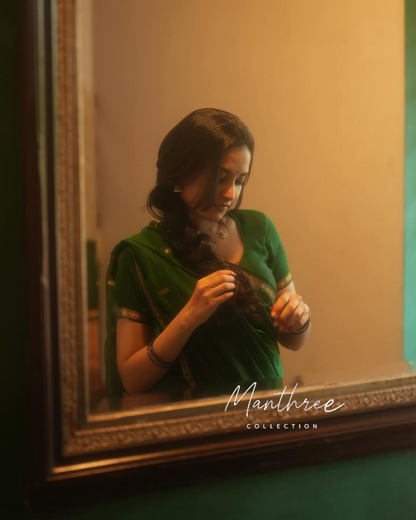 Priyanka mohan green silk saree