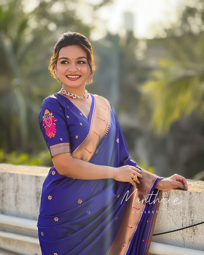 Paithani Kanjivaram Soft Silk Saree With Blouse Piece