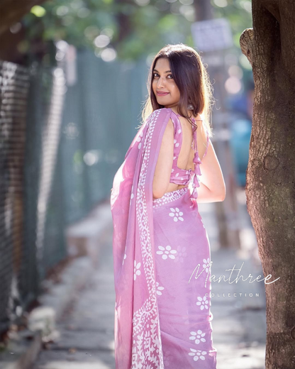 Pure cotton lavender saree
