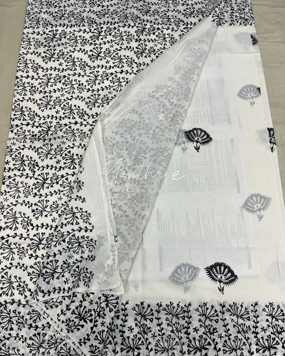 Kayal Anandhi white Mangalagiri cotton saree