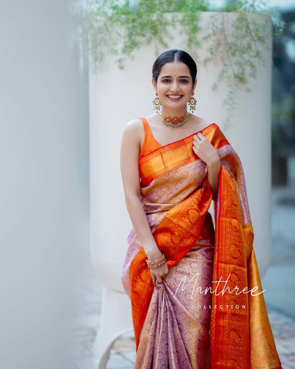 Ashika orange kanjivaram silk