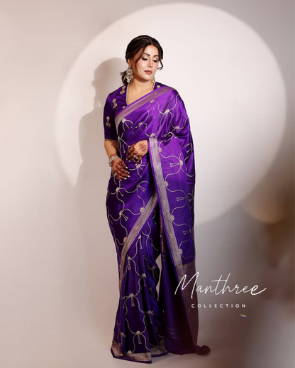 Hina Khan purple silk saree