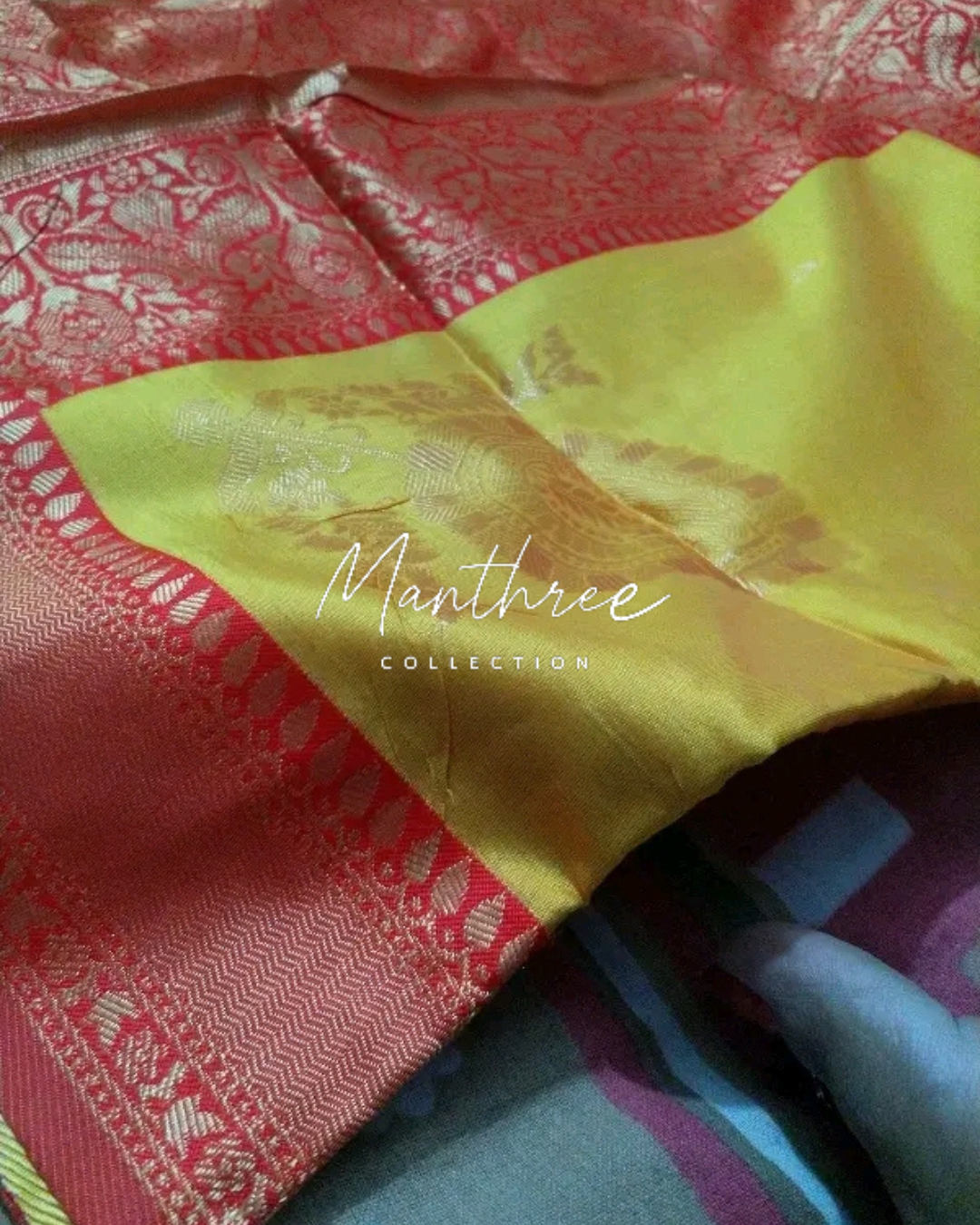 Mia george Yellow silk saree