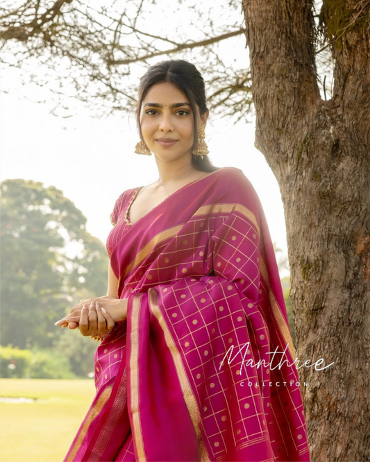 Aishu pink soft kanjeevaram silk saree