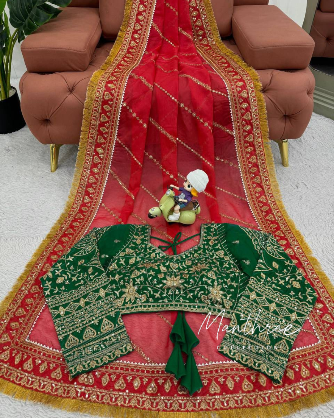 Janhvi Kapoor Premium Sindoori Red Saree