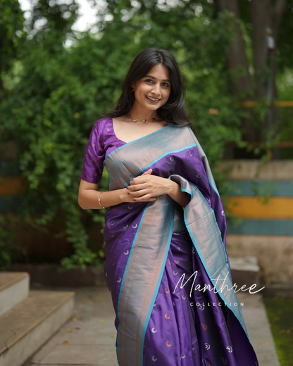 Violet soft kanjeevaram silk saree