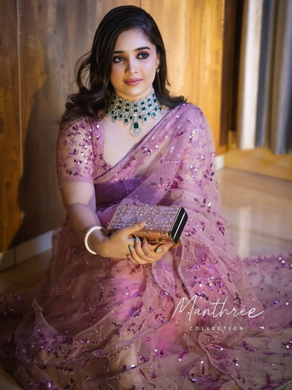 Pink Bollywood designer saree