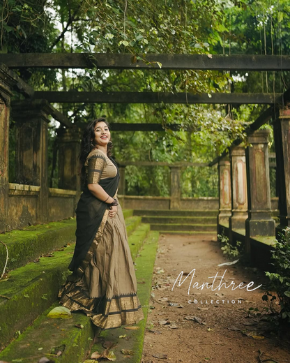 Grey half saree