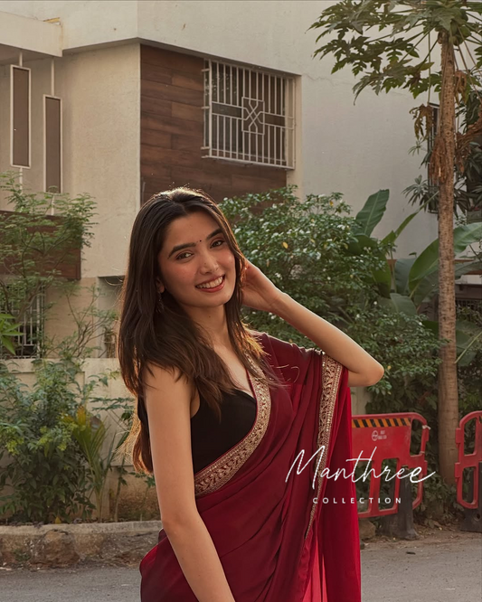 Satin solid saree