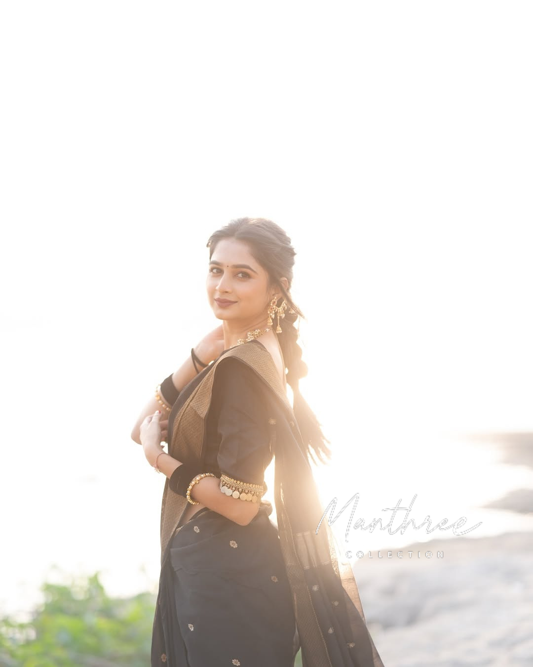 Black Banarasi jacquard silk